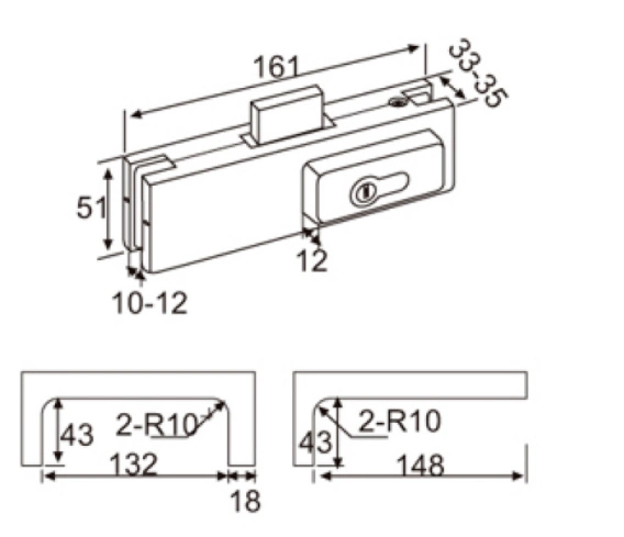 Parche de la puerta de la colocación de puerta de cristal pinza de aluminio