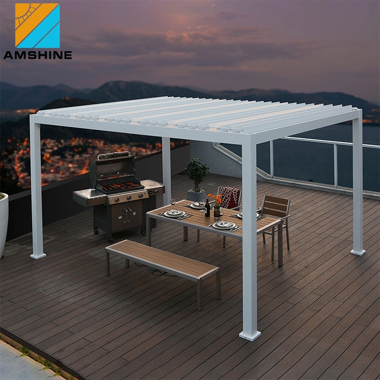 Sun Shade Remote Control Outdoor Furniture Waterproof Roof Motorized Garden Pergola Patio Automatic Louver Roof System for Outdoor Recreation and Entertainment