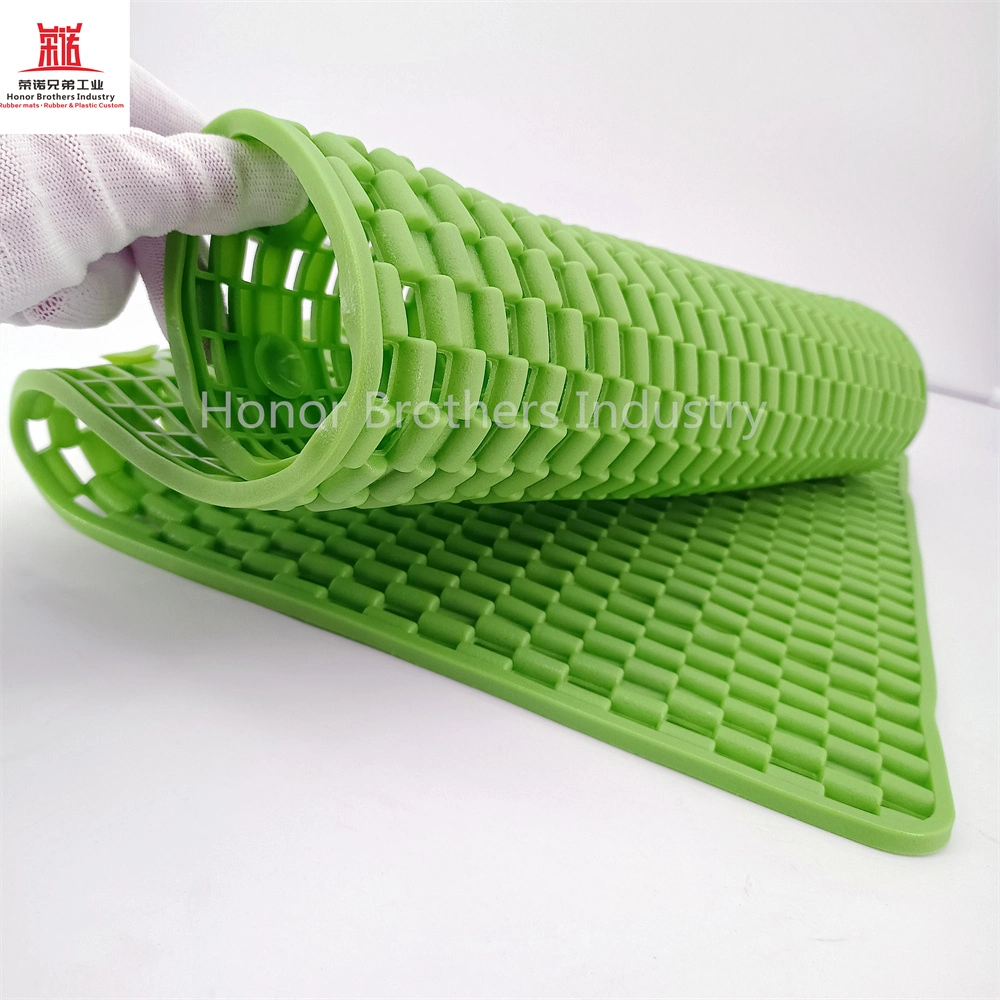 27.6"&times; 15.4"Inch Shower Mat for Tub with Suction Cups, Drain Holes, Green