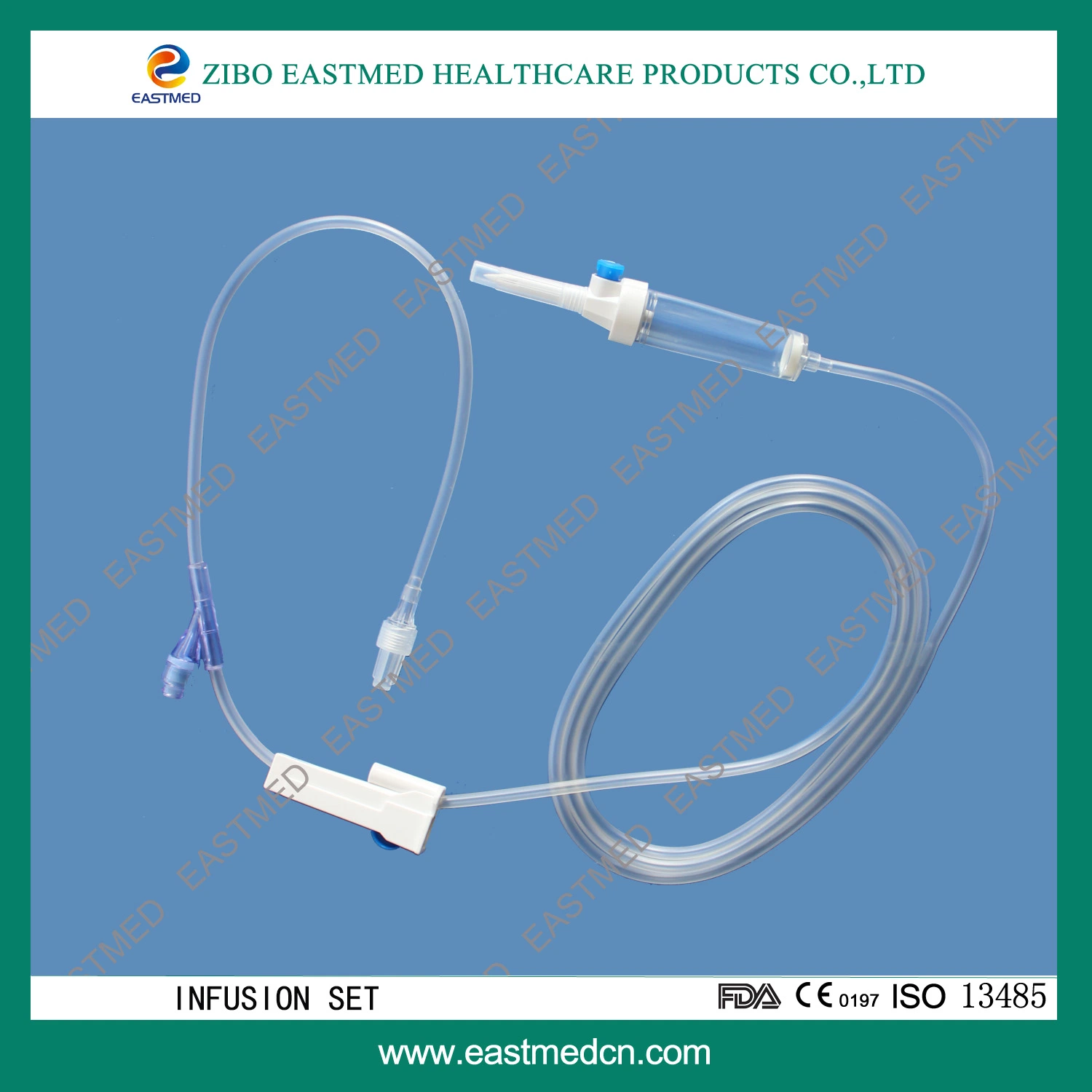 Ensemble de perfusion jetable stérilisé médical chirurgical hospitalier doux avec régulateur de débit.