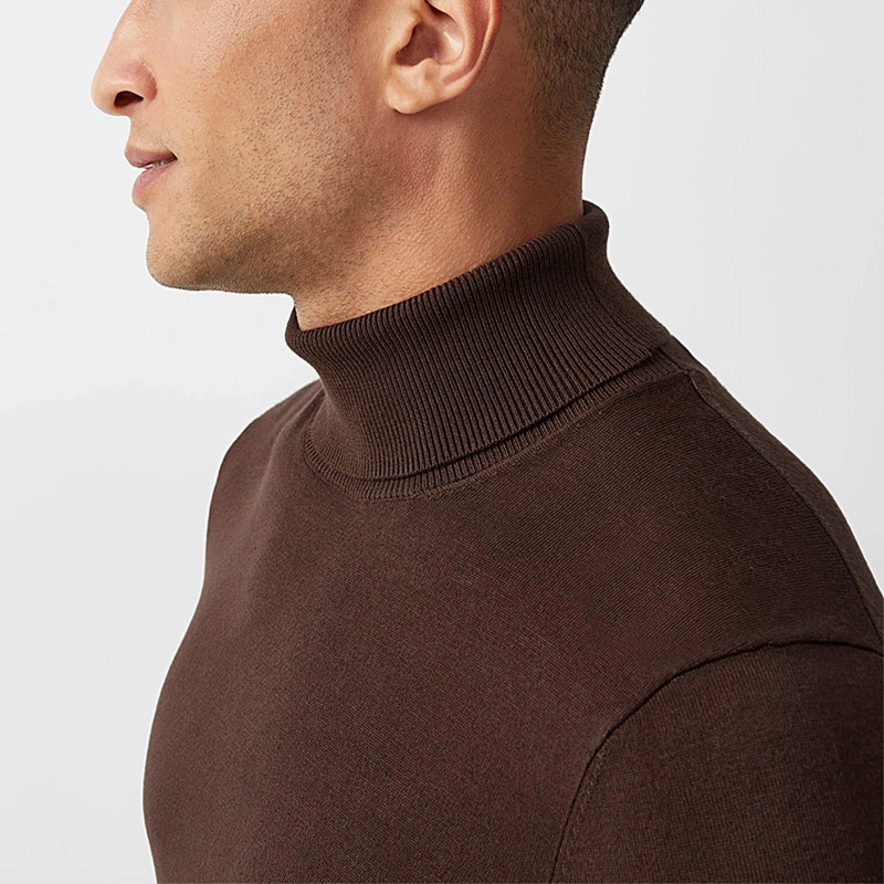 Los hombres Slim Fit estriada Jersey de punto Jersey Turtleneck