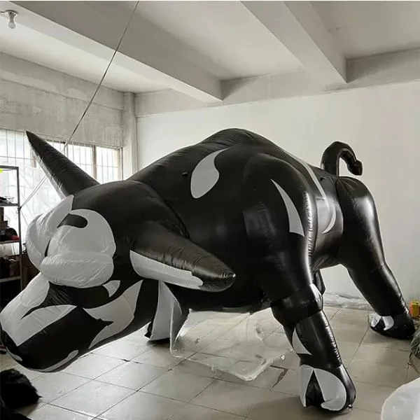 Boyi Event Decorative Props Inflatable Black Bull, Advertising Inflatable Bull