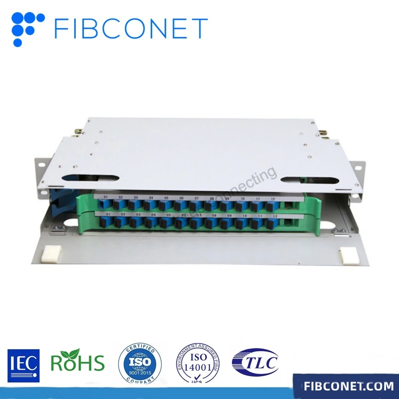 مفتاح التحكم في محرك الأقراص الضوئية FTTH/LC/St/FC 96/144/48 تثبيت حزمة ألياف ضوئية مثبتة على حامل للمنفذ اللوحة