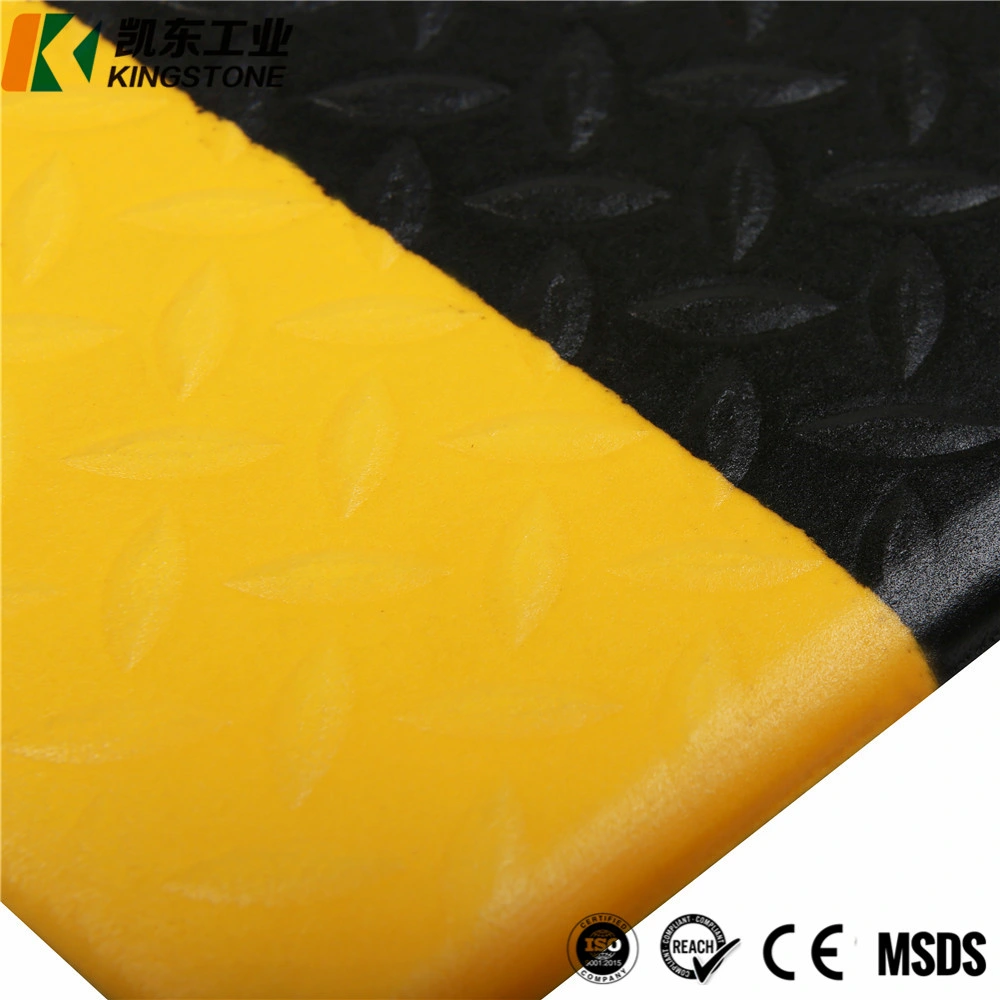 Cheap Foam Diamond Plate Black Yellow Edges Anti Fatigue Workshop PVC Floor