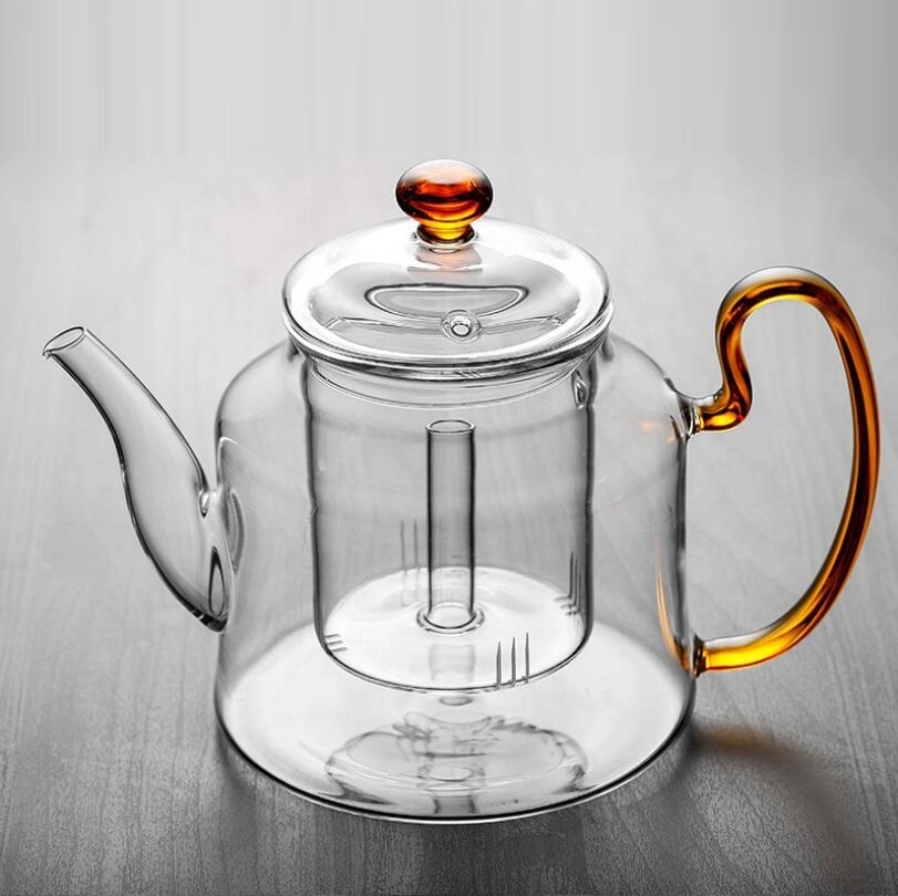 Factory Wholesale Pyrex Heat Resistant Borosilicate Water Kwith Lid Glass Tea Pot with Ceramic Stainless Steel Infuser