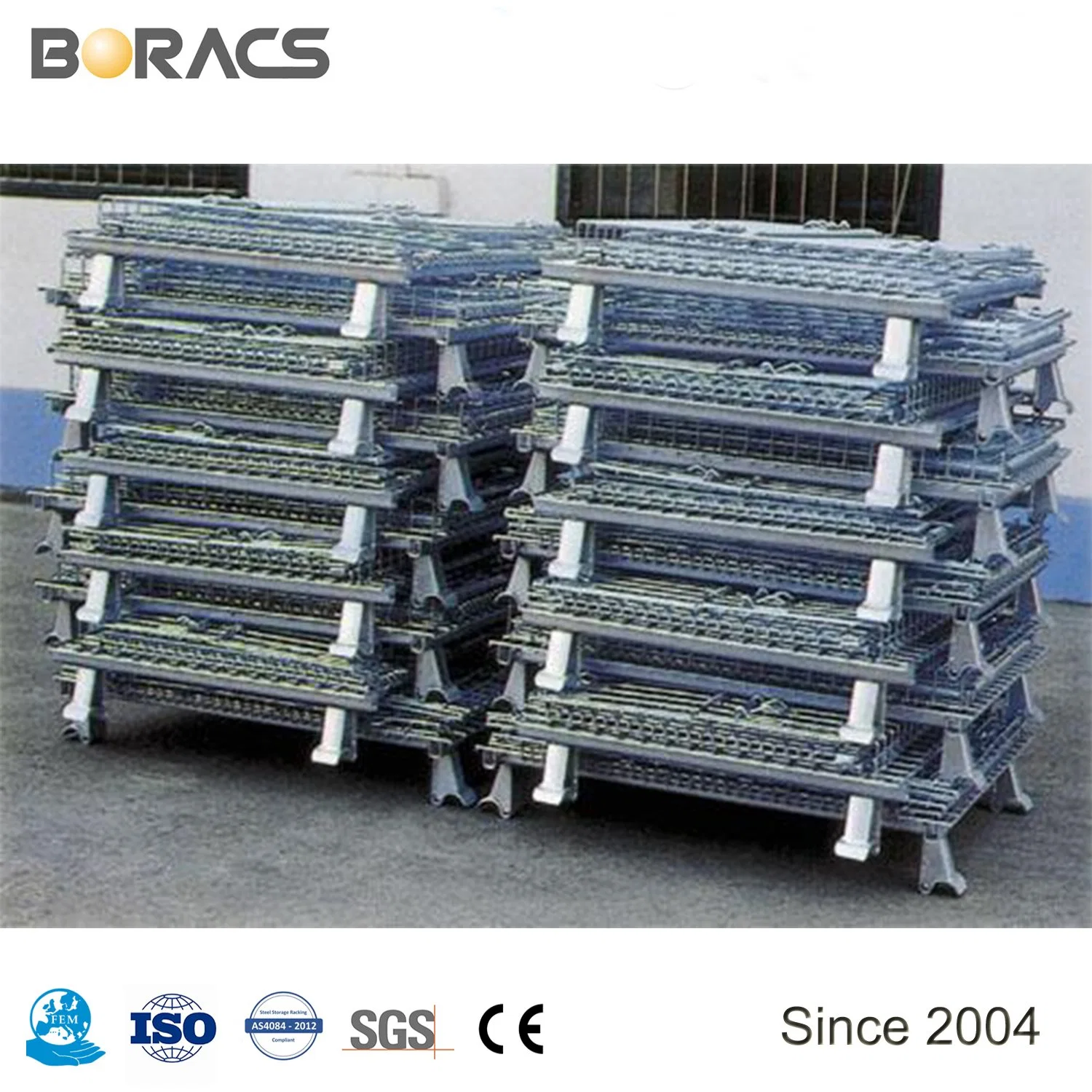 Welded Rigid Industrial Stackable Folding Collapsible Storage Galvanized Wire Mesh Cage From China Supplier