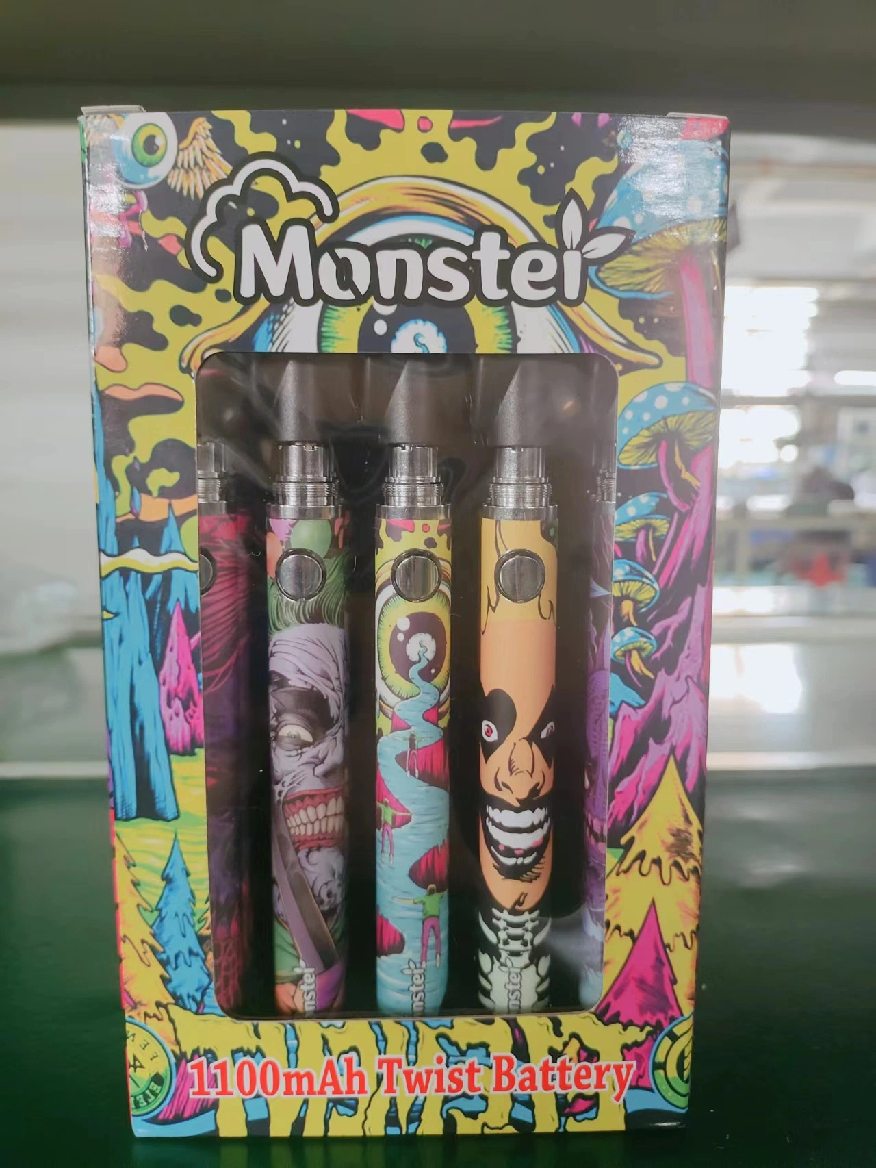 OEM/ODM disponible Monster Twist Mayoristas VAPE Pen 1100mAh de tensión variable Batería recargable 510 hilo 25pcs/Caja