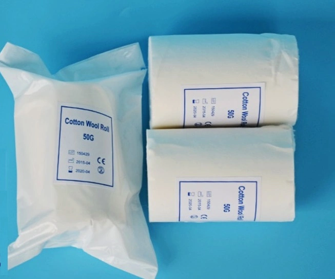 Medical Cotton Roll Absorbent Cotton Roll 50g/100g/200g/300g/400g/454G/500g/1000g in a Roll, Each in a Polybag or Kraftpaper