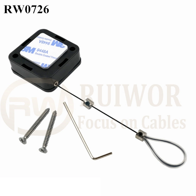 RW0726 Square Retractable Cable Plus Adjustable Stainless Steel Wire Loop Coated Silicone Hose