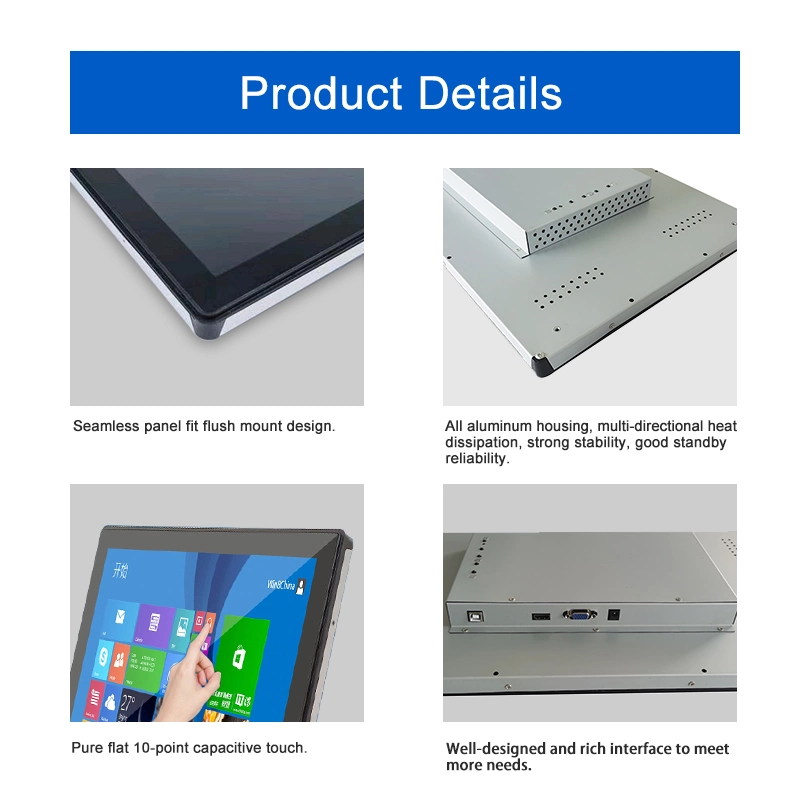 Waterproof Front Panel 13.3 Inch Touch Screen Ultra-Thin Industrial Displays