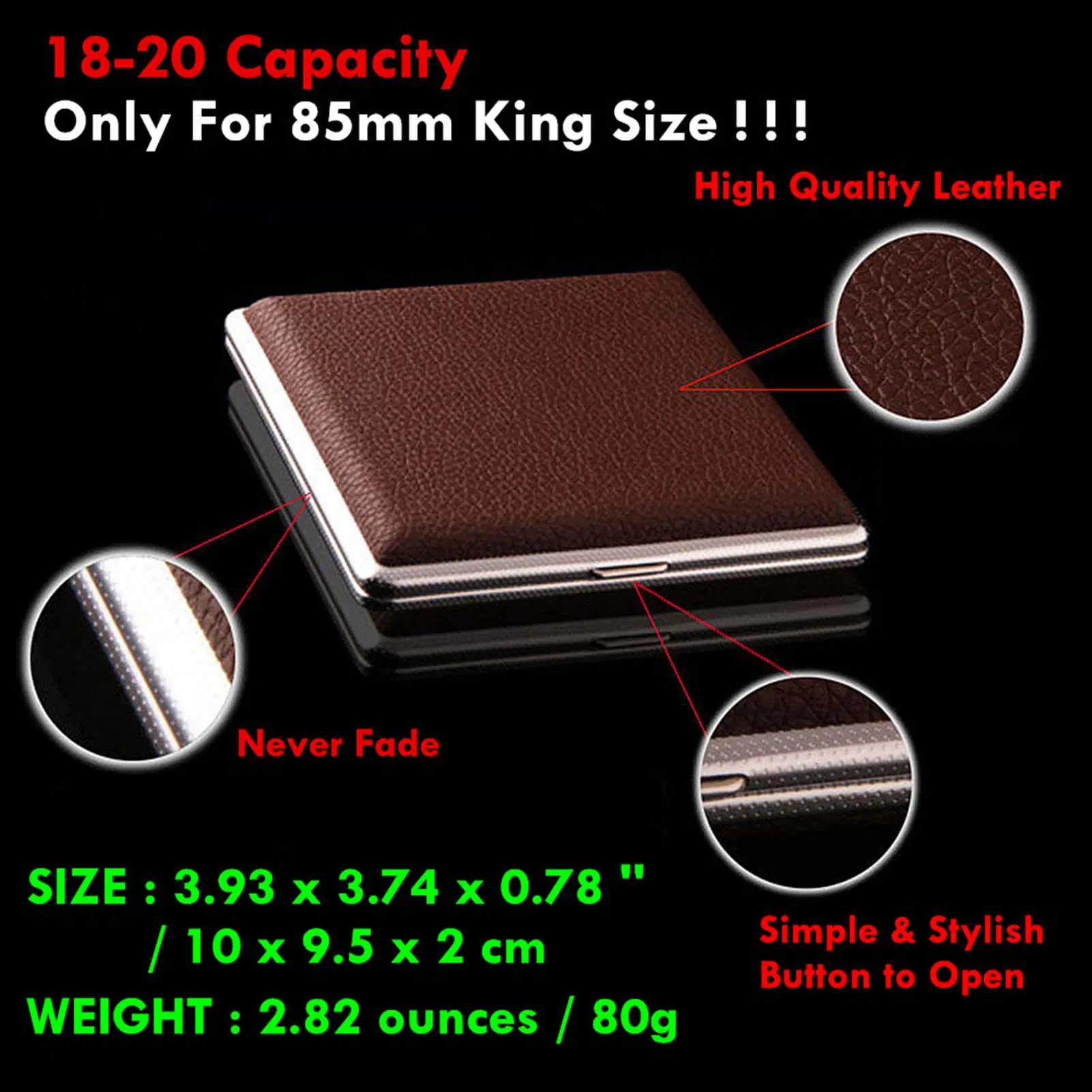 Wholesale/Supplier Personalized 20PCS PU Leather Card Holder Cigarette Case with Metal Clip Automatic Cigarette Case