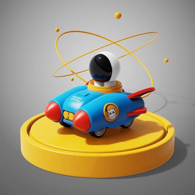 Puxa o carro de brincar de fricção da personagem Astronaut Press Rocket Brinquedos para carros pequenos para crianças