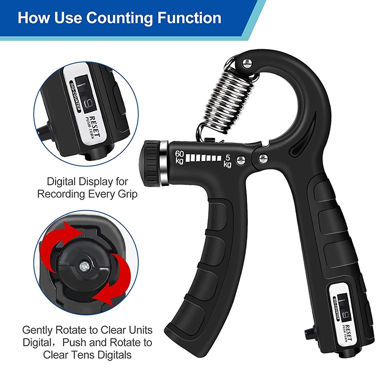 Anti-Slip Muscle Strengthening Hand Grip Strengthener Adjustable Resistance 11-132lbs (5-60kg) Forearm Exerciser