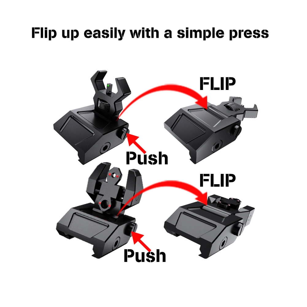 Flip up Sights Flip-up Front and Rear Fiber Optics Sight with Red and Green Dots Compatible with Picatinny and Weaver Rail