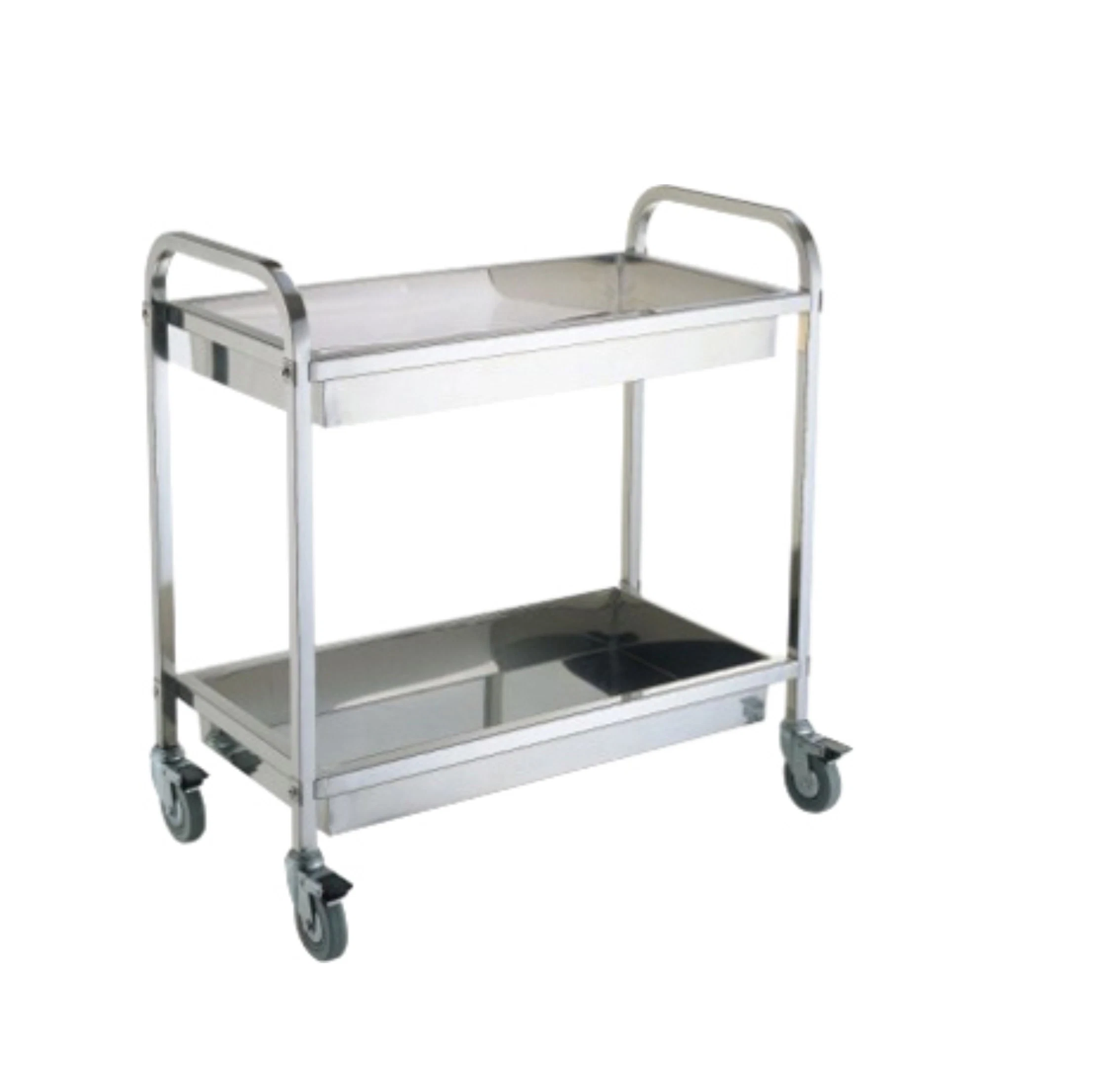 Stainless Steel Double-Deck Service Trolley for Hotel Restaurant Hospital Fw-66A