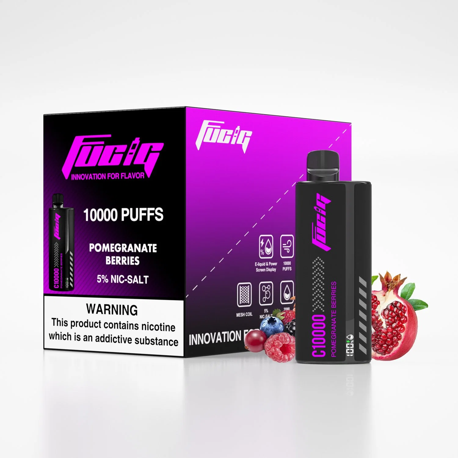 Fucig C10000 15 Color más de 15 sabores VAPE desechable Con pantalla de líquido electrónico y potencia