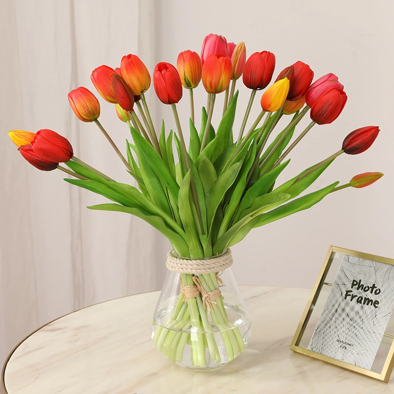 Artificial Tulip Flower Mini Real Touch Fake Flowers Wedding Bouquet Home Decorations for Mother Wife Girlfriend