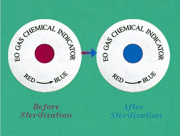 Etiqueta do indicador de esterilização por gás Eo químico autocolante circular