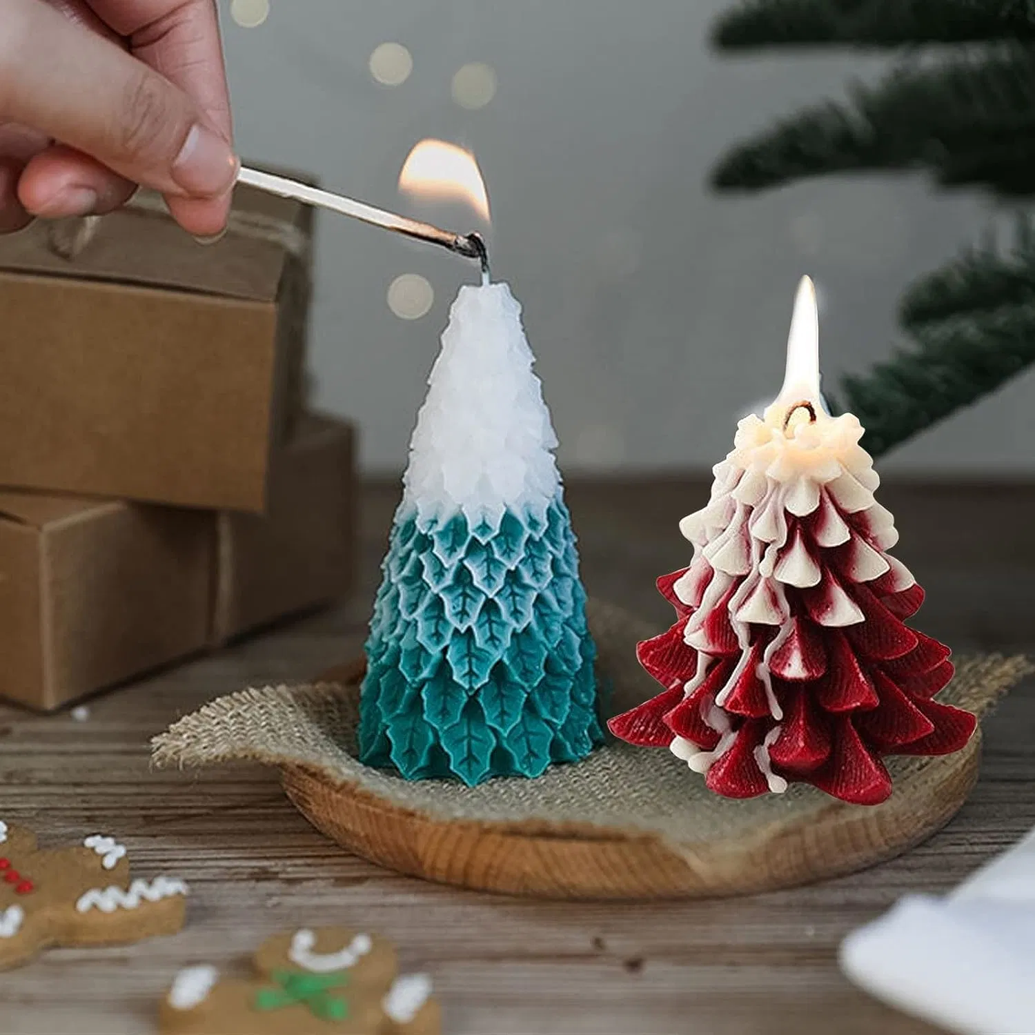 Forma de árbol de Navidad 3D molde de resina de la vela de silicona