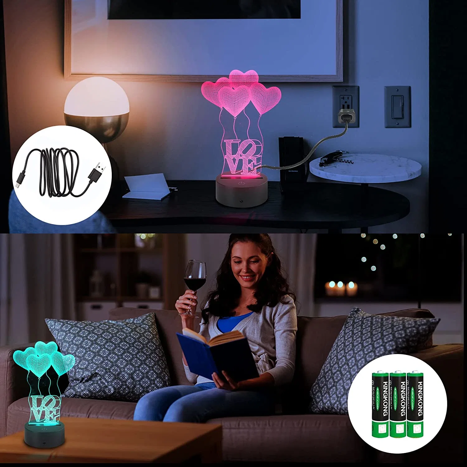 3D base acrílica Luz nocturna 16 colores Cambio de Smart Touch Mando a distancia Lámparas ópticas de Illusion Bedside dormitorio Casa decoración Noche Lámpara para niños niños y niñas