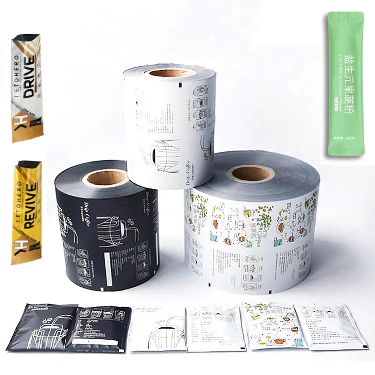 Custom Laminating Snack Nut Chocolate Coffee Tea Sachet Packaging Plastic Roll Film for Automatic Packing