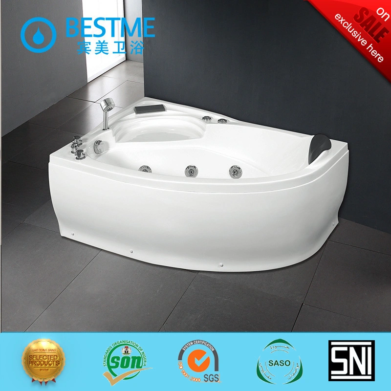 Sanitary Ware Bathroom Corner-Located Acrylic Massage Jaccuzi SPA Bathtub (BT-A1028)