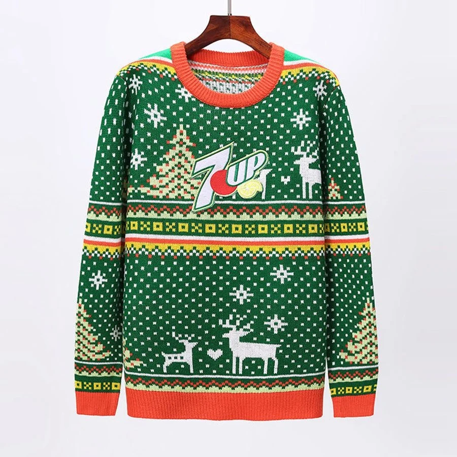 Custom Winter Warm Men and Women Christmas Decorations Jacquard Knitting Ugly Pullover Sweater Knitted Christmas Sweater