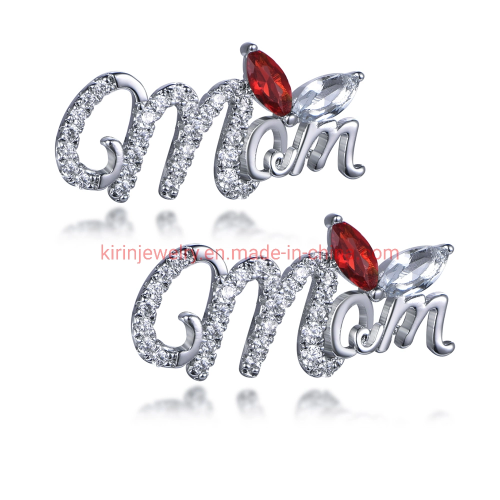 Haute qualité Rhodium Plating mode bijoux puces d'oreilles argent 925 Fabricant Designer Ruby boucles d'oreilles pour mère