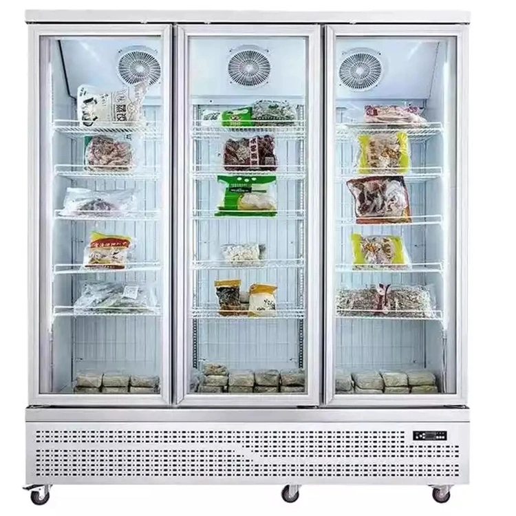 Best Meat Display 3 Glass Door Upright Freezer Supermarket Refrigerator Freezer