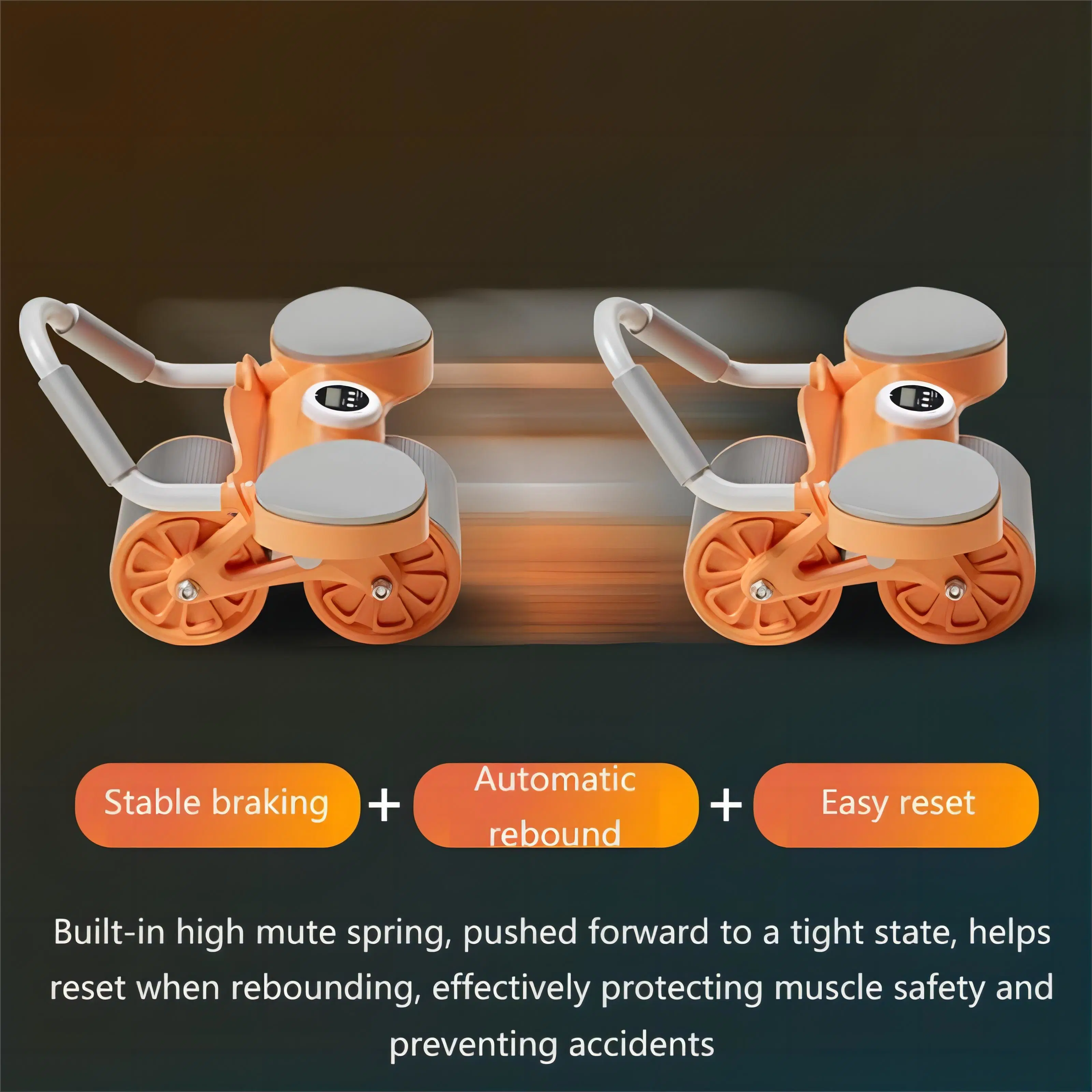 Automatic Rebound Multifunctional Wheel Dual Hand Support Ab Wheel Roller Home Gym Fitnesse Strength Quipment
