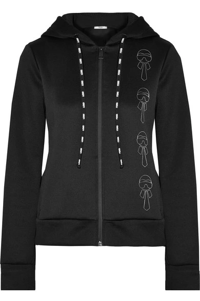 2017 Hot Sale Black Embroidered Tech-Jersey Women Hoodies with Zipper