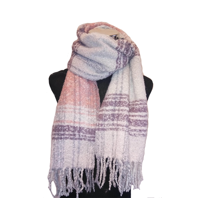 Lady Winter Warm Fashion Knitting Super Soft Woven Boucle Blanket Scarf