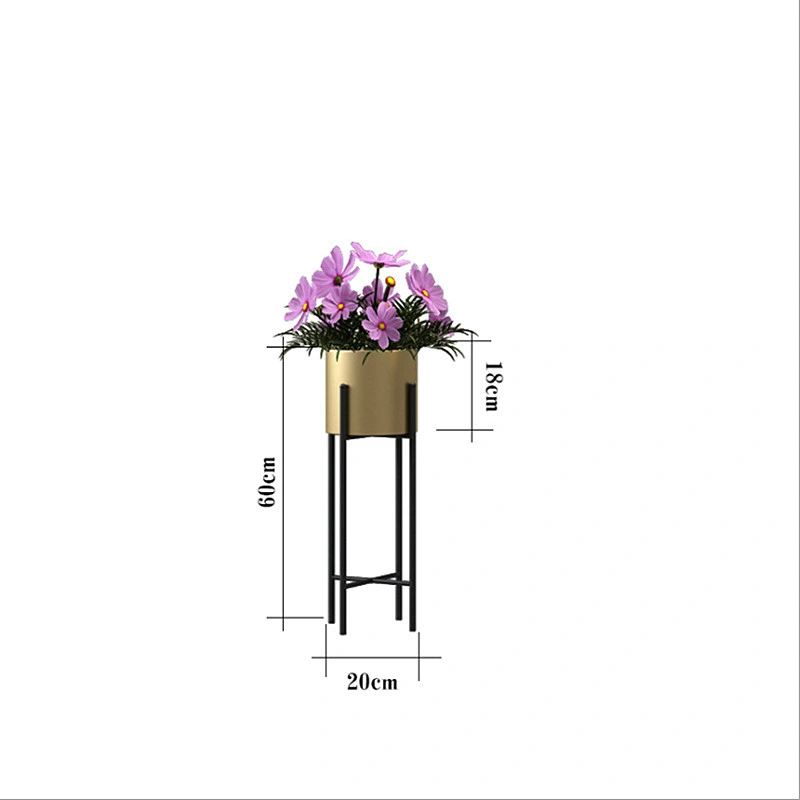 Metal Planters on Stand 60cm H, Gold 0521