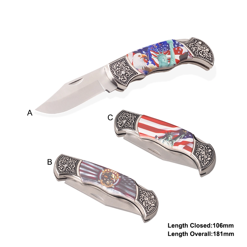 Folding Knife Pocket Knife Promotional Gift with 3D Printing Pattern Handle (#31093)