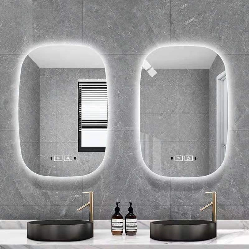 Miroir de salle de bain intelligent à LED de forme irrégulière avec antibuée et Bluetooth