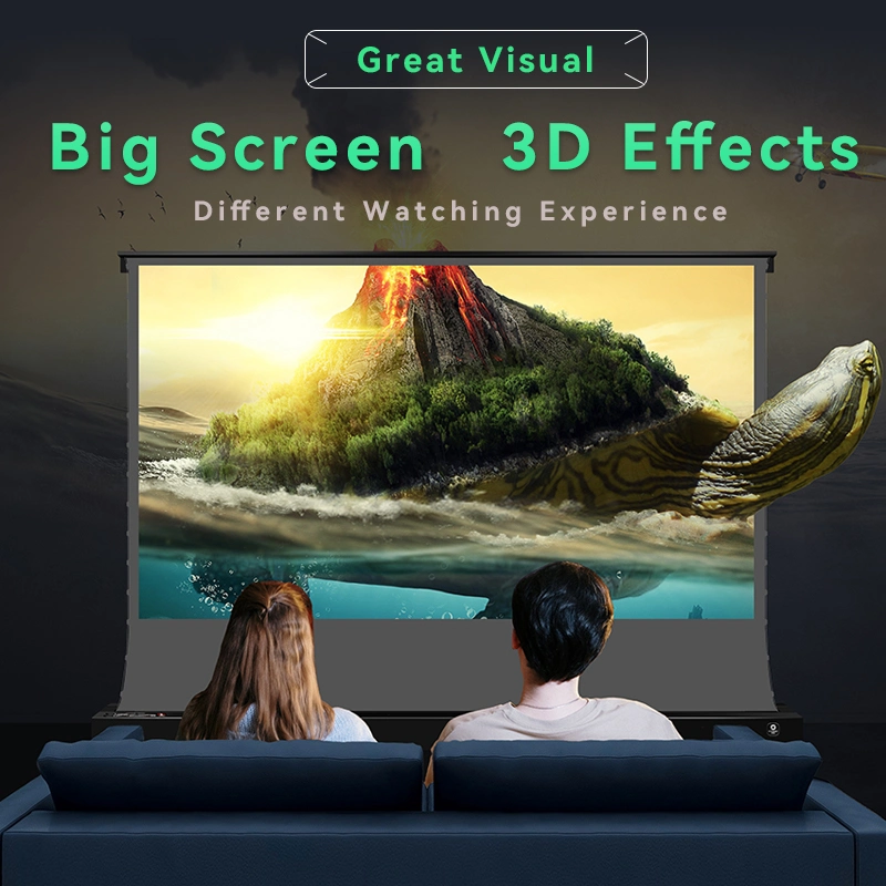 Xijing A1 de 120 pulgadas de pantalla proyector motorizado Piso Alr 16: 9 HD Vividstorm panorámico retráctil para películas de Cine Cine en casa Video Juego de oficina