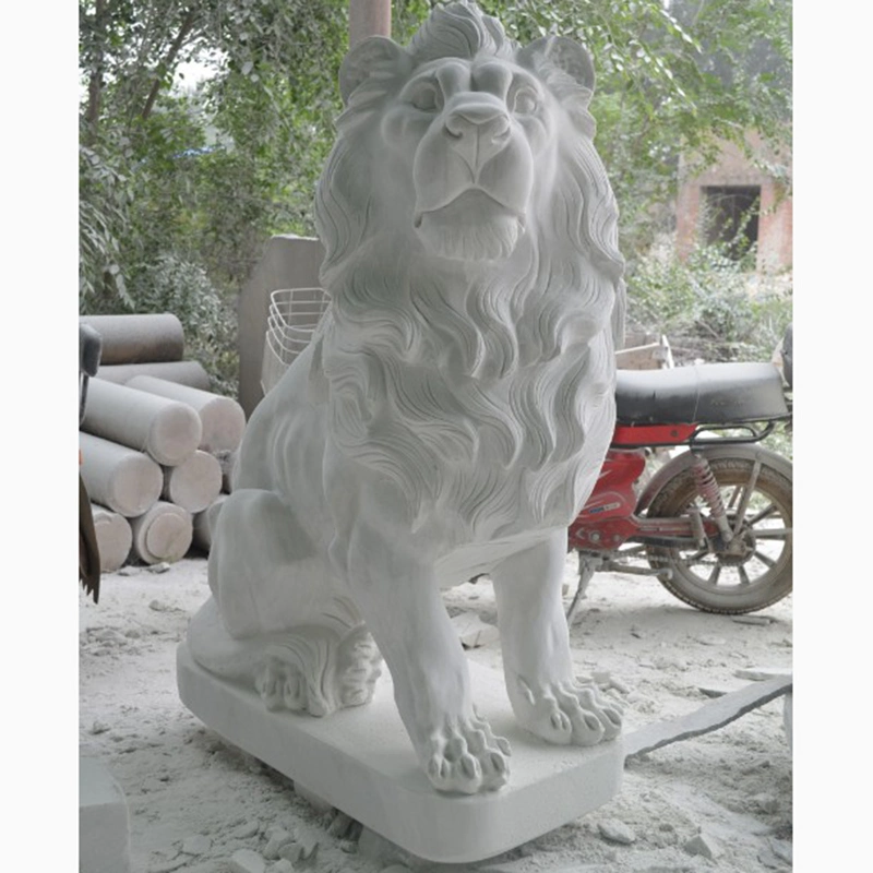 Outdoor Garden Decoration Life Size Antique Marble Stone Lion Statue Animal Sculpture for Sale