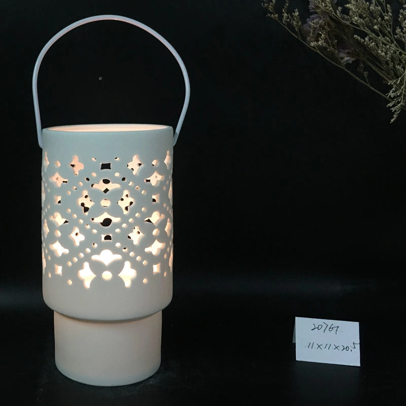 Lanterna LED White Ceramic Garden e Home Lantern para Decoração de festa