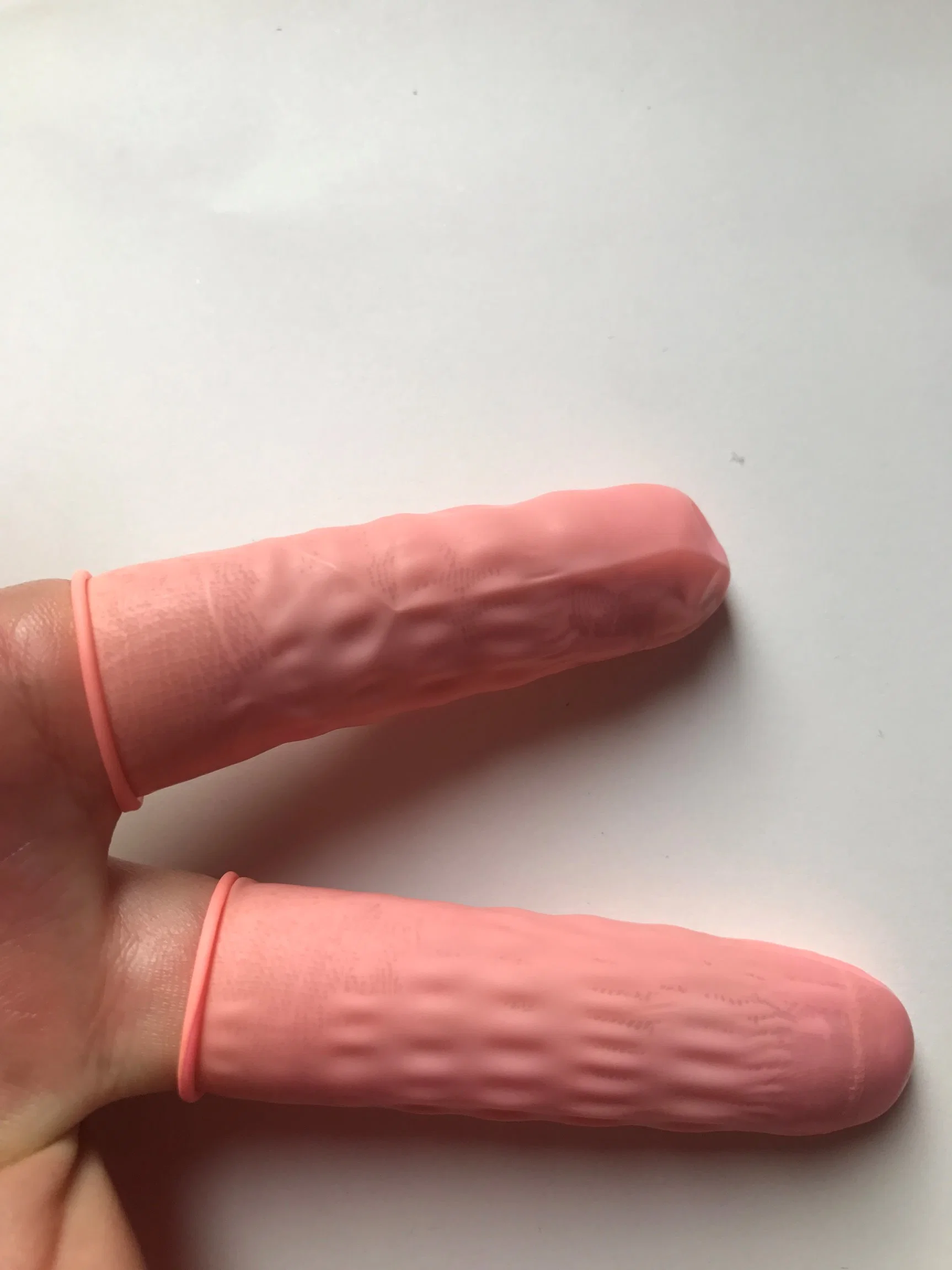 Disposable Pink Latex Finger Cots Anti-Static S/M/L/XL Surface Texture Anti-Slip