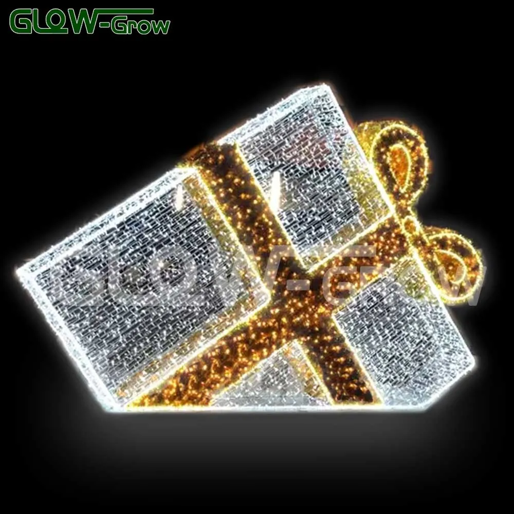 Waterproof Custom 3D Christmas Gift Box LED Rope String Motif Light for Street Holiday Xmas Festoon Garden Outdoor Decoration