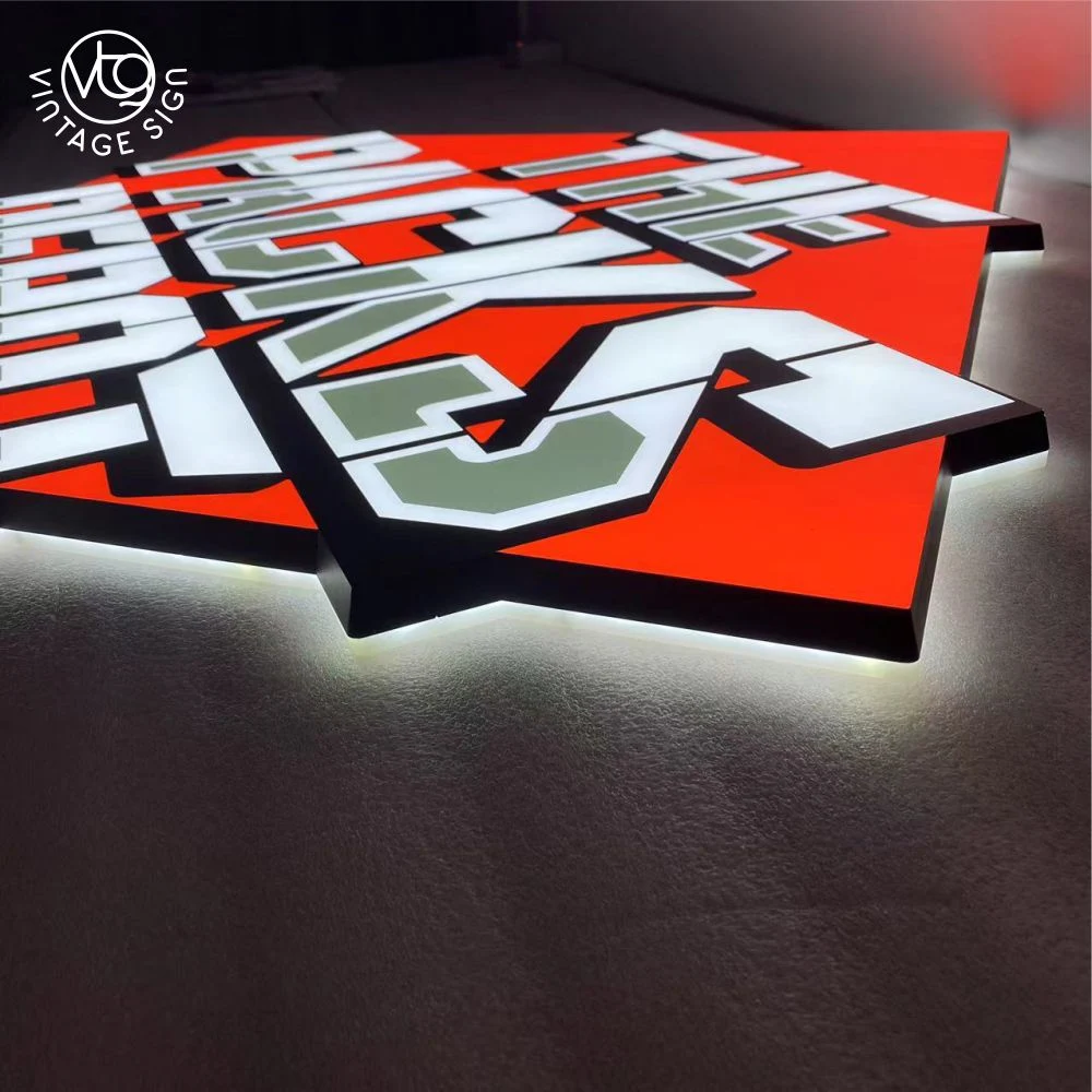 Custom Logo 3D Acryl Kreis Signage Werbung Indoor LED Licht Feld