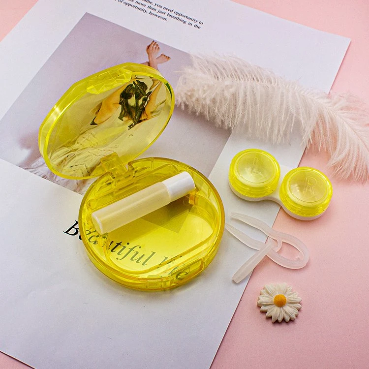 High quality/High cost performance  Transparent Round Contact Lens Box Fashion Contact Lenses Case with Tweezers