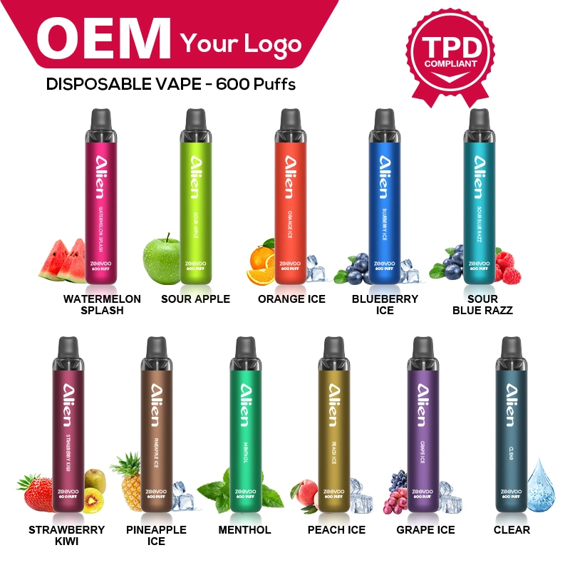 Élégant Mini 600 Puff Smart Vape Pen fruit E liquide Populaire sur le marché européen