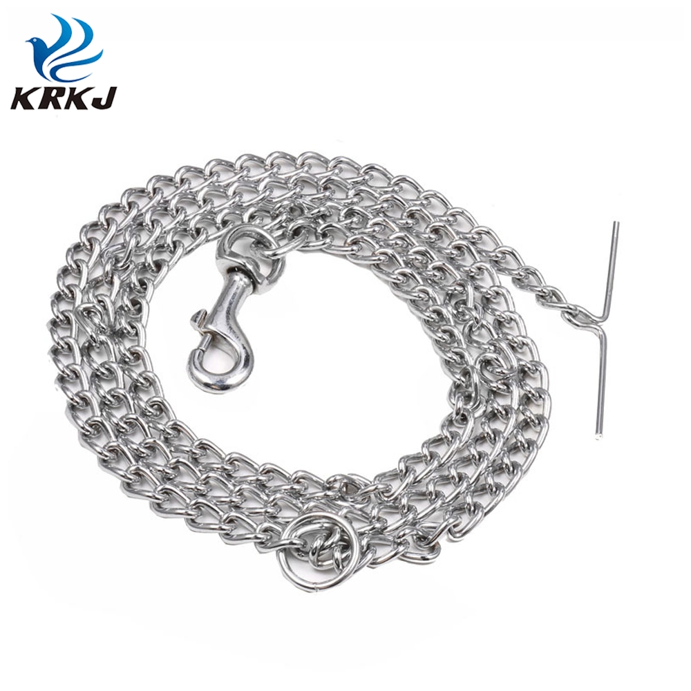 Suitable for Different Sizes Dogs 180cm Length Pet "T" Handle Design Metal Training Chain Leash Lead with Loop
