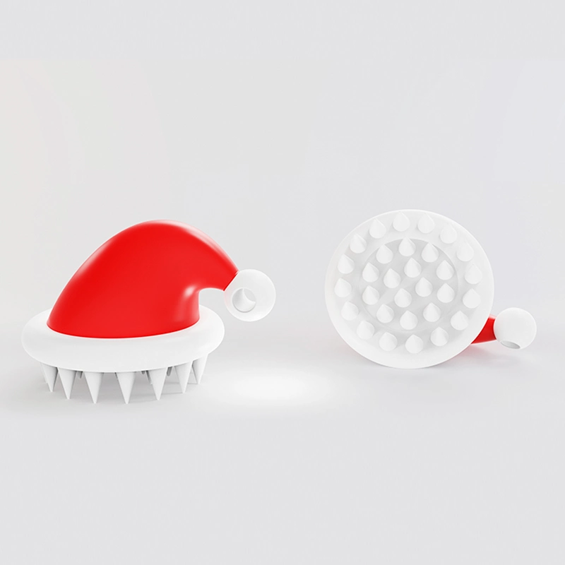 Vente directe d'usine de nouveaux outils de beauté pour le lavage des cheveux avec brosse en silicone manuelle créative Bonnet de Noël en silicone