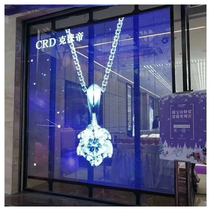 L1000 X H1000mm P3.91 Semi-Outdoor Show Window LED Transparent Display Screen