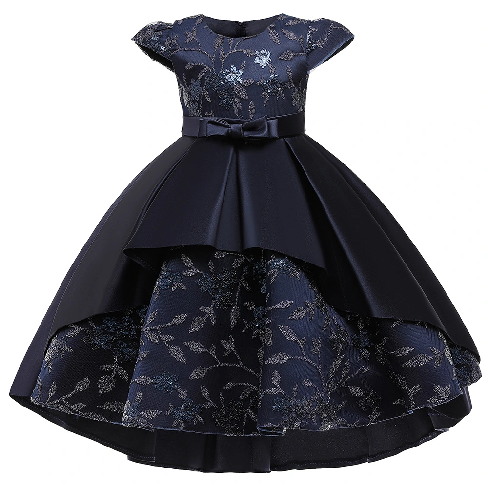 Fashion Clothing Sequins Flower Girl Dress Bow Children Wear