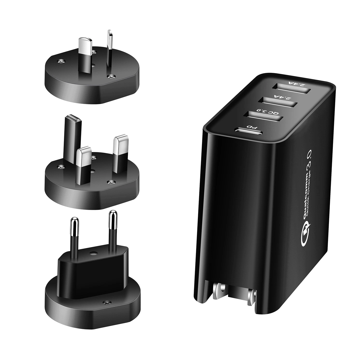 Super Charging 48W Pd 30W+QC3.0+2.4A USB 4 Port Type C Wall Charger