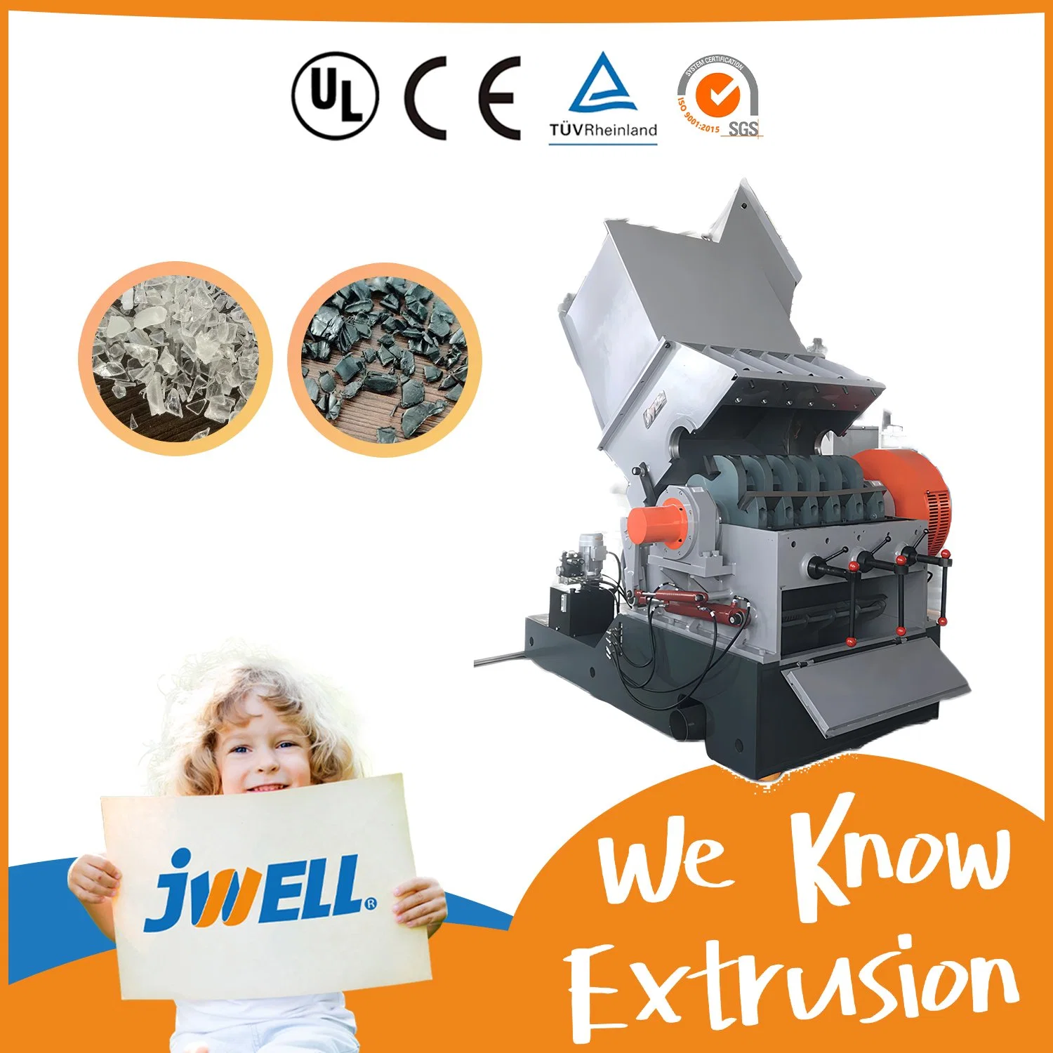 Jwell Strong Waste Scrap Crushing Machine Plastic Heavy-Duty Crusher