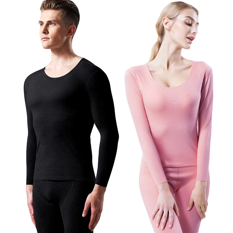 Traceless Fleece Lined Base Layer Sleepwear Set Women's Long Johns Thermal Underwear for Men